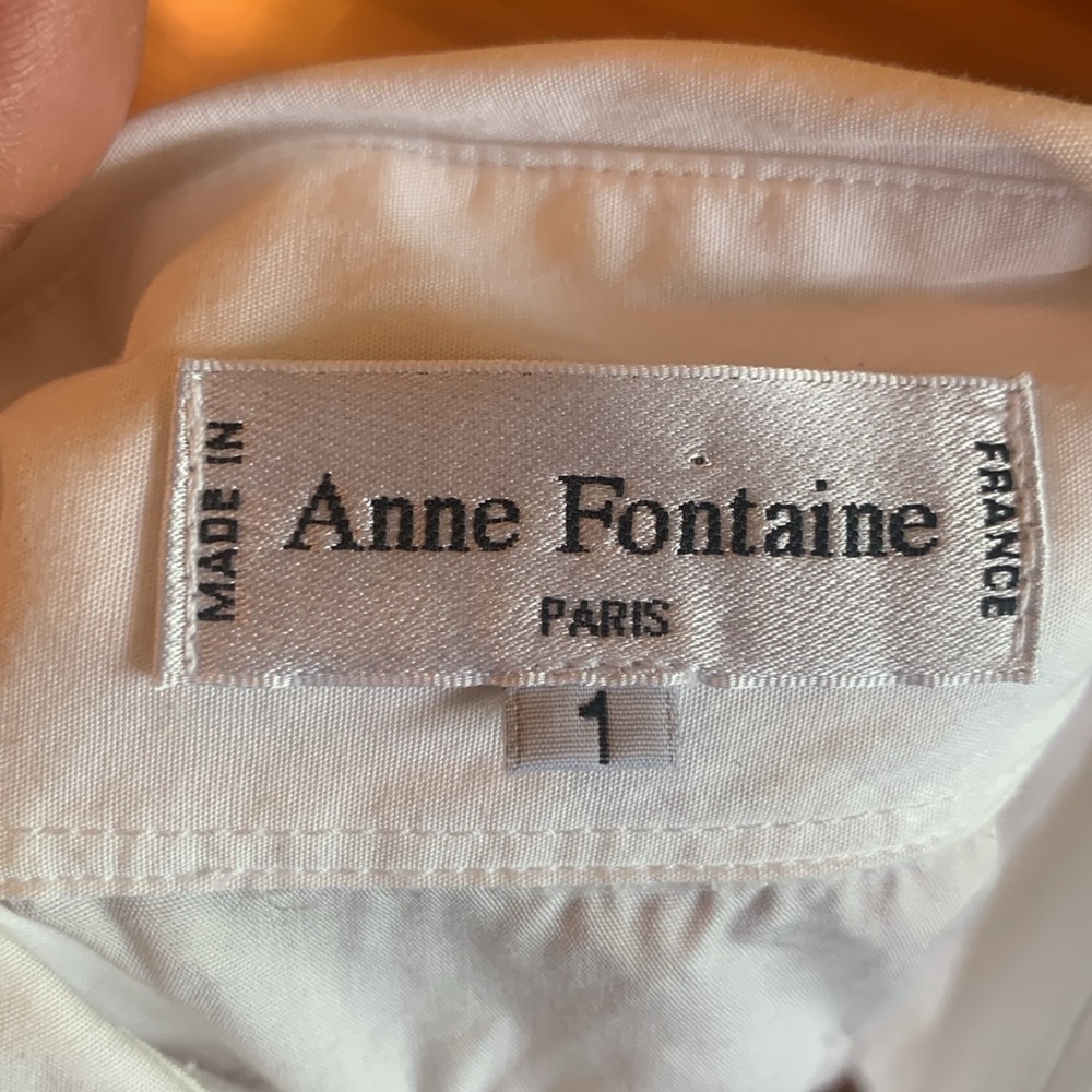 ANNE FONTAINE PARIS FRANCE WHITE BLOUSE WITH PUCKERED GATHERED DETAIL - Picture 8 of 13